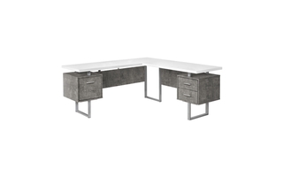 Bureau blanc simili-ciment/ métal argent l/r - 7618