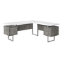 Bureau blanc simili-ciment/ métal argent l/r - 7618