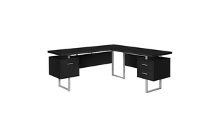 Bureau noir métal argent face l/r - 7619