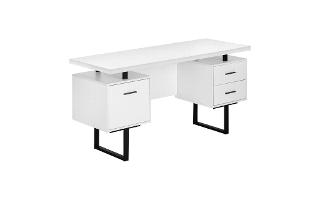 Bureau blanc métal noir - 7631