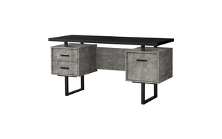 Bureau noir simili-ciment gris métal noir - 7632