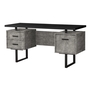 Bureau noir simili-ciment gris métal noir - 7632