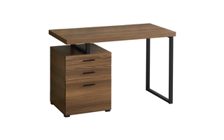 Bureau noyer métal noir face l/r - 7640