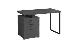 Bureau gris moderne métal noir face l/r - 7645