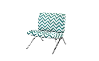 Chaise d'appoint tissu chevron sarcelle chrome - 8136