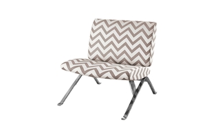 Chaise d'appoint tissu chevron taupe chrome - 8137